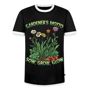 Gärtnermotto Säen Wachsen Leuchten Naturliebhaber - Männer Kontrast-T-Shirt - Schwarz/Weiß - Vorne - AI Model Female 172 light (172cm) & AI Model Male 178 light (178cm)