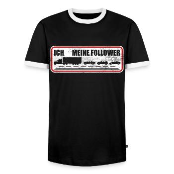 Je veux dire les suiveurs drôle de camionneur chauffeur de camion - T-shirt contrasté Homme - noir/blanc - Devant - AI Model Female 172 light (172cm) & AI Model Male 178 light (178cm)
