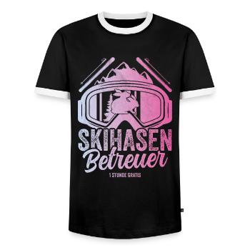 Skihasen Betreuer Skiurlaub Skilehrer Apres Ski - Männer Kontrast-T-Shirt - Schwarz/Weiß - Vorne - AI Model Female 172 light (172cm) & AI Model Male 178 light (178cm)