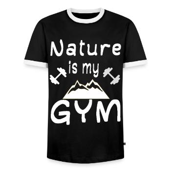 Fitnessstudio Fitness Outdoor Sport Natur wandern - Männer Kontrast-T-Shirt - Schwarz/Weiß - Vorne - AI Model Female 172 light (172cm) & AI Model Male 178 light (178cm)