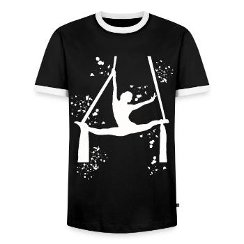 Vertical Cloth Aerial Acrobatics Aerial Silk - Men's Ringer Shirt - black/white - Front - AI Model Female 172 light (172cm) & AI Model Male 178 light (178cm)