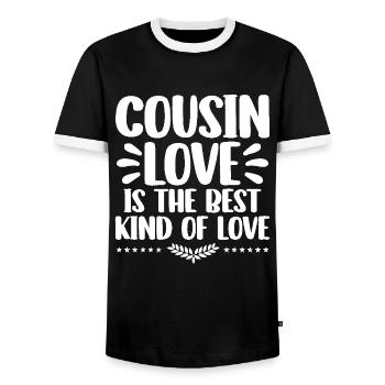 Cousin Love Is The Best Kind Of Love Family - Men's Ringer Shirt - black/white - Front - AI Model Female 172 light (172cm) & AI Model Male 178 light (178cm)