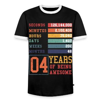 4 years old! Birthday gift for 4th birthday - Men's Ringer Shirt - black/white - Front - AI Model Female 172 light (172cm) & AI Model Male 178 light (178cm)