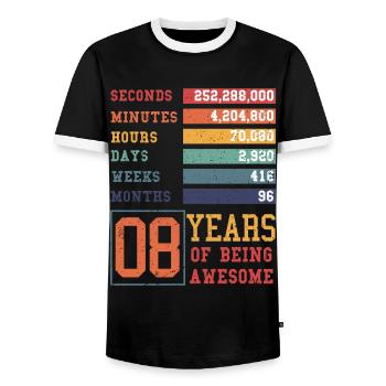 8 Jahre alt! Geburtstagsgeschenk für 8. Geburtstag - Männer Kontrast-T-Shirt - Schwarz/Weiß - Vorne - AI Model Female 172 light (172cm) & AI Model Male 178 light (178cm)