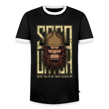 Lustiger Bigfoot Papa Sasquatch - Männer Kontrast-T-Shirt - Schwarz/Weiß - Vorne - AI Model Female 172 light (172cm) & AI Model Male 178 light (178cm)