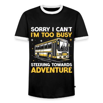 Sorry I Can't I'm Too Busy Steering Towards - Men's Ringer Shirt - black/white - Front - AI Model Female 172 light (172cm) & AI Model Male 178 light (178cm)