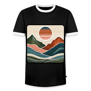 Abstrakte Berglandschaft Berge Natur Landschaft - Männer Kontrast-T-Shirt - Schwarz/Weiß - Vorne - AI Model Female 172 light (172cm) & AI Model Male 178 light (178cm)
