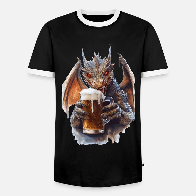 Drachen Bier - Männer Kontrast-T-Shirt - Schwarz/Weiß