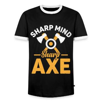 Scharfer Verstand Scharfer Axtwerfer Beilwerfer - Männer Kontrast-T-Shirt - Schwarz/Weiß - Vorne - AI Model Female 172 light (172cm) & AI Model Male 178 light (178cm)