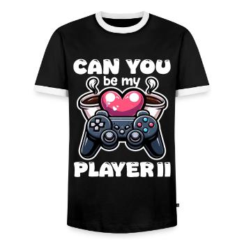 CAN YOU BE MY PLAYER II - VALENTINES DAY GIFT - Men's Ringer Shirt - black/white - Front - AI Model Female 172 light (172cm) & AI Model Male 178 light (178cm)