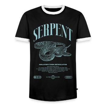 Gardien de reptiles python réticulé Streetwear - T-shirt contrasté Homme - noir/blanc - Devant - AI Model Female 172 light (172cm) & AI Model Male 178 light (178cm)