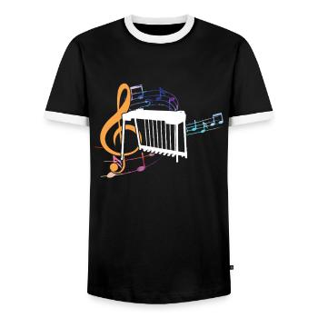 Je joue de la guitare pedal steel, c’est quoi la tienne - T-shirt contrasté Homme - noir/blanc - Devant - AI Model Female 172 light (172cm) & AI Model Male 178 light (178cm)