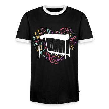 Je joue de la guitare pedal steel, c’est quoi la tienne - T-shirt contrasté Homme - noir/blanc - Devant - AI Model Female 172 light (172cm) & AI Model Male 178 light (178cm)