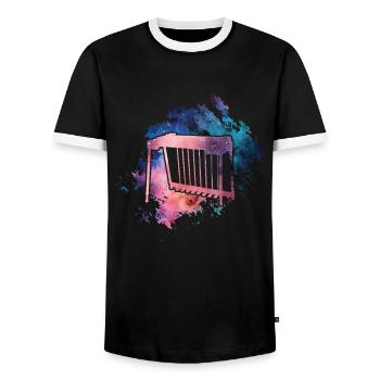 Je joue de la guitare pedal steel, c’est quoi la tienne - T-shirt contrasté Homme - noir/blanc - Devant - AI Model Female 172 light (172cm) & AI Model Male 178 light (178cm)