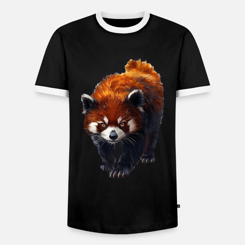 Roter Panda - Männer Kontrast-T-Shirt - Schwarz/Weiß
