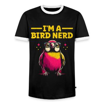 Je suis un nerd des oiseaux Observation des oiseaux Birdwatcher Oiseaux - T-shirt contrasté Homme - noir/blanc - Devant - AI Model Female 172 light (172cm) & AI Model Male 178 light (178cm)