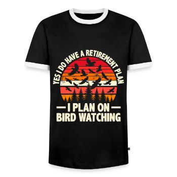Ja, ich habe einen Altersvorsorgeplan, den ich für Bird plane - Männer Kontrast-T-Shirt - Schwarz/Weiß - Vorne - AI Model Female 172 light (172cm) & AI Model Male 178 light (178cm)