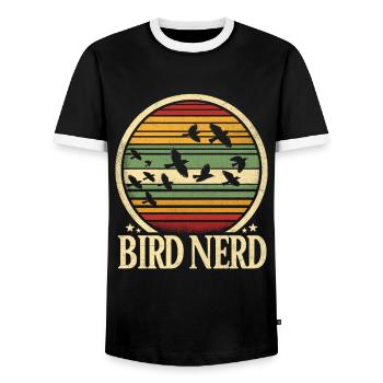 Bird Nerd Birdwatching Birder Birds Birdwatcher - T-shirt contrasté Homme - noir/blanc - Devant - AI Model Female 172 light (172cm) & AI Model Male 178 light (178cm)