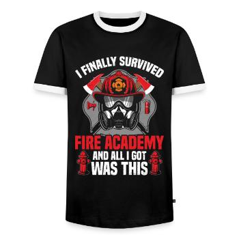 J’ai fini par survivre à l’Académie des pompiers et - T-shirt contrasté Homme - noir/blanc - Devant - AI Model Female 172 light (172cm) & AI Model Male 178 light (178cm)