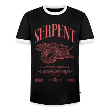 Gardien de reptiles python réticulé Streetwear - T-shirt contrasté Homme - noir/blanc - Devant - AI Model Female 172 light (172cm) & AI Model Male 178 light (178cm)