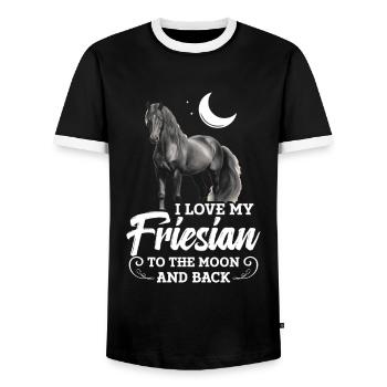 Ich Liebe Meinen Friesian Zum Mond Und Zurück - Männer Kontrast-T-Shirt - Schwarz/Weiß - Vorne - AI Model Female 172 light (172cm) & AI Model Male 178 light (178cm)