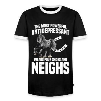 Frison, Garçon, Amour, Cheval, Frison - T-shirt contrasté Homme - noir/blanc - Devant - AI Model Female 172 light (172cm) & AI Model Male 178 light (178cm)