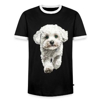 Bichon Frisé - Männer Kontrast-T-Shirt - Schwarz/Weiß - Vorne - AI Model Female 172 light (172cm) & AI Model Male 178 light (178cm)