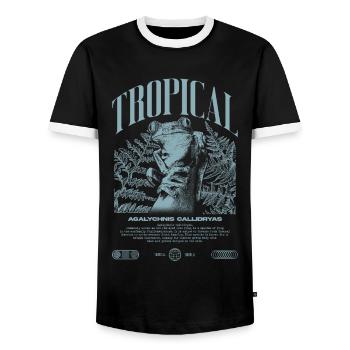 Grenouille arboricole aux yeux rouges Amphibien de la forêt tropicale - T-shirt contrasté Homme - noir/blanc - Devant - AI Model Female 172 light (172cm) & AI Model Male 178 light (178cm)