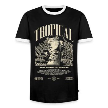 Red Eyed Tree Frog Rainforest Amphibian - Men's Ringer Shirt - black/white - Front - AI Model Female 172 light (172cm) & AI Model Male 178 light (178cm)