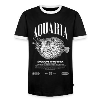 Stachelschwein Kugelfischhalter Moderne Streetwear - Männer Kontrast-T-Shirt - Schwarz/Weiß - Vorne - AI Model Female 172 light (172cm) & AI Model Male 178 light (178cm)