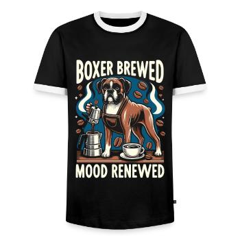 Boxer Gebraute Stimmung Erneuerter Koffein Liebhaber Hund - Männer Kontrast-T-Shirt - Schwarz/Weiß - Vorne - AI Model Female 172 light (172cm) & AI Model Male 178 light (178cm)