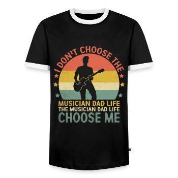 Le musicien papa La vie Choisissez-moi Bassiste Basse - T-shirt contrasté Homme - noir/blanc - Devant - AI Model Female 172 light (172cm) & AI Model Male 178 light (178cm)