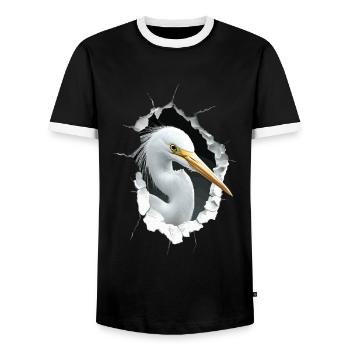 Reiher Vogel - Männer Kontrast-T-Shirt - Schwarz/Weiß - Vorne - AI Model Female 172 light (172cm) & AI Model Male 178 light (178cm)