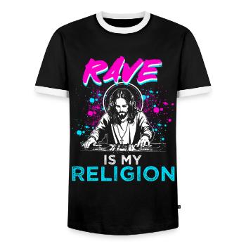 Rave Techno House Party EDM Festival Goa Electro - Männer Kontrast-T-Shirt - Schwarz/Weiß - Vorne - AI Model Female 172 light (172cm) & AI Model Male 178 light (178cm)