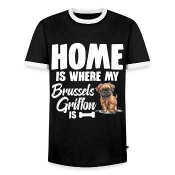 Zu Hause Ist Mein Brüsseler Griffon - Männer Kontrast-T-Shirt - Schwarz/Weiß - Vorne - AI Model Female 172 light (172cm) & AI Model Male 178 light (178cm)