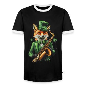 Fuchs - Männer Kontrast-T-Shirt - Schwarz/Weiß - Vorne - AI Model Female 172 light (172cm) & AI Model Male 178 light (178cm)