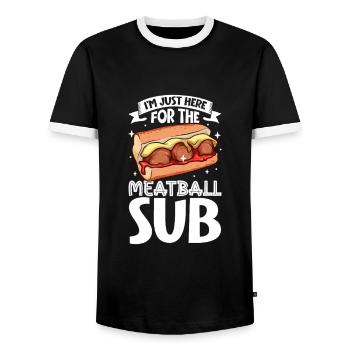 Only here for the Meatball Sub - Men's Ringer Shirt - black/white - Front - AI Model Female 172 light (172cm) & AI Model Male 178 light (178cm)