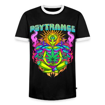 Techno House Party EDM Festival Goa Rave Psytrance - Männer Kontrast-T-Shirt - Schwarz/Weiß - Vorne - AI Model Female 172 light (172cm) & AI Model Male 178 light (178cm)
