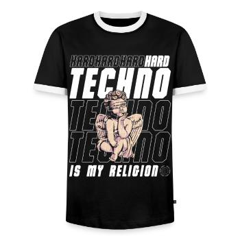 Techno House Party EDM Festival Goa Electro Rave - Männer Kontrast-T-Shirt - Schwarz/Weiß - Vorne - AI Model Female 172 light (172cm) & AI Model Male 178 light (178cm)