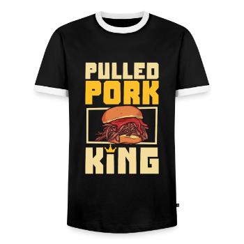 Roi du sandwich au porc effiloché - T-shirt contrasté Homme - noir/blanc - Devant - AI Model Female 172 light (172cm) & AI Model Male 178 light (178cm)