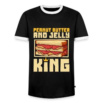 Roi du sandwich au beurre de cacahuète et à la gelée - T-shirt contrasté Homme - noir/blanc - Devant - AI Model Female 172 light (172cm) & AI Model Male 178 light (178cm)