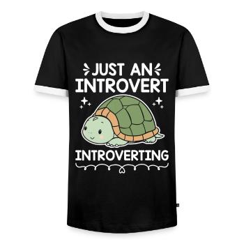JUSTE UN INTROVERTI INTROVERTI Dictons pour - T-shirt contrasté Homme - noir/blanc - Devant - AI Model Female 172 light (172cm) & AI Model Male 178 light (178cm)