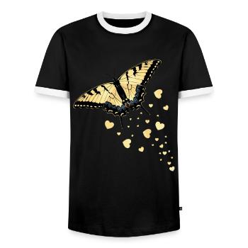Tiger swallowtails are a girl's best - Men's Ringer Shirt - black/white - Front - AI Model Female 172 light (172cm) & AI Model Male 178 light (178cm)
