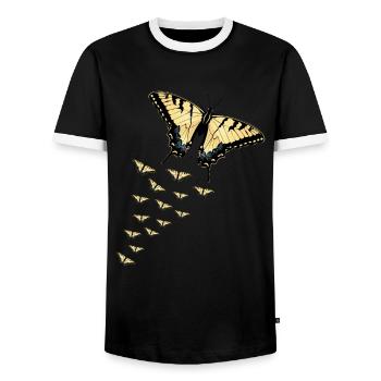 Tiger swallowtails are a girl's best - Men's Ringer Shirt - black/white - Front - AI Model Female 172 light (172cm) & AI Model Male 178 light (178cm)