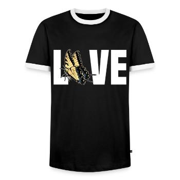 Tiger swallowtails are a girl's best - Men's Ringer Shirt - black/white - Front - AI Model Female 172 light (172cm) & AI Model Male 178 light (178cm)