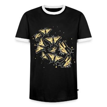 Tiger swallowtails are a girl's best - Men's Ringer Shirt - black/white - Front - AI Model Female 172 light (172cm) & AI Model Male 178 light (178cm)
