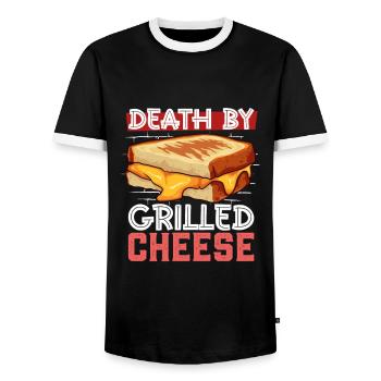 Mort par sandwich au fromage grillé - T-shirt contrasté Homme - noir/blanc - Devant - AI Model Female 172 light (172cm) & AI Model Male 178 light (178cm)