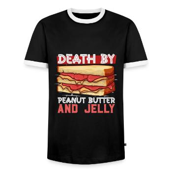 Mort par sandwich au beurre de cacahuète et à la gelée - T-shirt contrasté Homme - noir/blanc - Devant - AI Model Female 172 light (172cm) & AI Model Male 178 light (178cm)