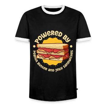 Alimenté par le beurre de cacahuète et le sandwich à la gelée - T-shirt contrasté Homme - noir/blanc - Devant - AI Model Female 172 light (172cm) & AI Model Male 178 light (178cm)