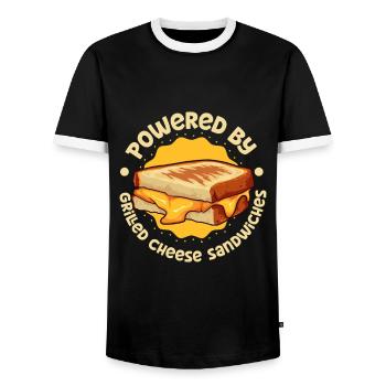 Propulsé par Sandwich au fromage grillé - T-shirt contrasté Homme - noir/blanc - Devant - AI Model Female 172 light (172cm) & AI Model Male 178 light (178cm)